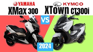 Yamaha XMAX 300 vs Kymco XTown CT300i  Side by Side Comparison  Specs amp Price  2024 [upl. by Jack823]