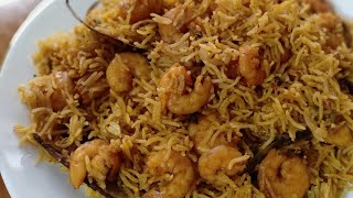 Quick Prawns Pulao  Prawns Pulao in Pressure cooker [upl. by Aerdnod726]