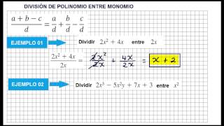 DIVISIÓN DE POLINOMIO ENTRE MONOMIO  Ejercicios resueltos [upl. by Phia]