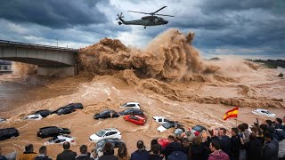 quotDevastating Floods in Spain  Cities Underwater and Everything Swept Away [upl. by Asirb120]