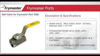 Frymaster Parts Ball Valve 1588  Restaurant Equipment Parts [upl. by Cj]