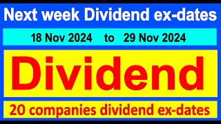 Next week dividend exdates  20 companies dividend  upcoming dividend alerts  Split  Bonus [upl. by Schrader]