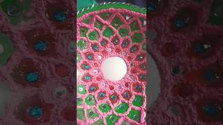 Wall decorative plates decoration idea mirror work on plates glass colour painting [upl. by Oirram]