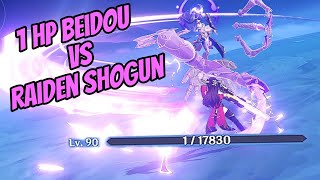 1HP BEIDOU VS RAIDEN SHOGUN NO DAMAGE [upl. by Aynik]