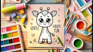 Gentle Giraffe Coloring Page  Cute amp Cuddly Art with The Coloring Crews [upl. by Gervais]