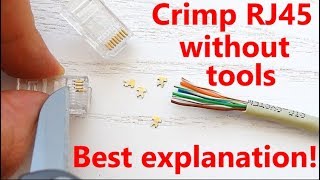 BEST VIDEO on How to MakeCrimp RJ45 Ethernet Cable without a Crimping Tool using screwdriver [upl. by Laurianne]