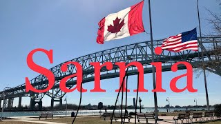 Sarnia Ontario Downtown  Blue Water Bridge  CanadaUSA border  Best City to live in Canada 4K [upl. by Asilana]