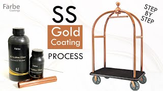 Rose gold spray pvd process on luggage cart  Farbe coating full process and tutorial video [upl. by Sucramrej]