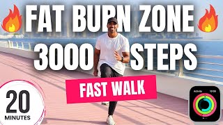 20 Minute Fat Burn Workout  Speed Walk 3000 steps [upl. by Akihsal]