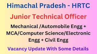 HRTC  Junior Technical Officer Vacancy Update 2024  Lets Study [upl. by Ailhat]