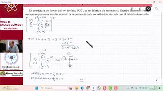 TEMA 10 ENLACE QUÍMICO I  EJERCICIO 18 DIBUJAR ESTRUCTURAS RESONANTES DEL ION FOSFATO [upl. by Assiral]