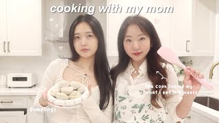 cooking with my MOM making dumplings tteokbokki amp gimbap finally [upl. by Gussie]