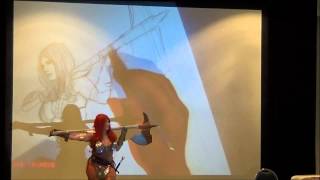 Frank Cho drawing Ivy Doomkitty as Red Sonja [upl. by Aia]