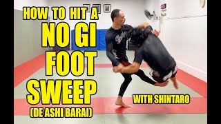 How to Hit a No Gi Foot sweep DeAshi Barai BJJJudoJiuJitsu [upl. by Bain]