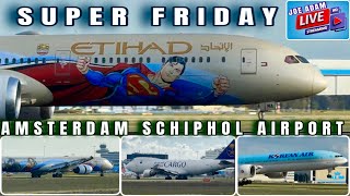 Friday Arrivals amp Departures Live at Amsterdam Schiphol Airport 89th24 [upl. by Dnalyk]