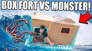 BOX FORT BOAT Vs POND MONSTER [upl. by Turne]