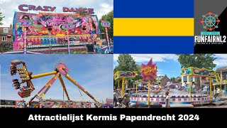 Attractielijst Kermis Papendrecht 2024 [upl. by Anoirb]