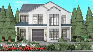 Bloxburg  Elegant Suburban Family Roleplay Mansion  No Large Plot Full House Build  Roblox [upl. by Areht]