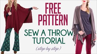 How to make a ThrowOpen Poncho  Free Pattern amp Tutorial [upl. by Bohlen]