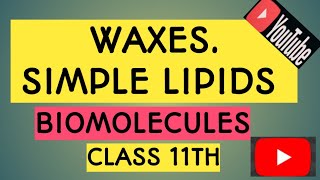 WAXES  SIMPLE LIPIDS [upl. by Adnara183]