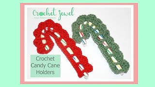 DIY Xmas Pattern  Crochet Candy Cane Holder Tutorial [upl. by Gwenni]