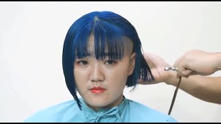 Blue bobbed hair with short bangs would be lovely [upl. by Areyk]