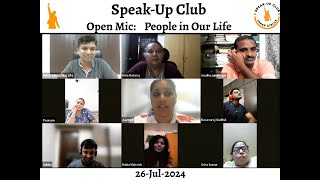 Open Mic People in Our Life  SpeakUp Club  Virtual  26 Jul 2024  Rahul Jain  Living Life [upl. by Zoldi]