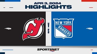 NHL Highlights  Rangers vs Devils  April 3 2024 [upl. by Ullyot]