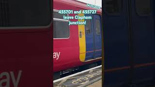 455701 and 455727 leave Clapham junction class455 SSccaanniiaa Trainsandbits [upl. by Nehtanhoj]