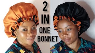 DIY 2 in one satin bonnet  reversible satin bonnet with ruffles [upl. by Marchal709]