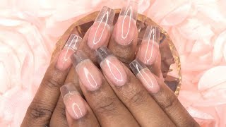 Acrylic Nails Tutorial  Clear Acrylic Nails using Nail Tips  How to  For Beginners [upl. by Damarra]