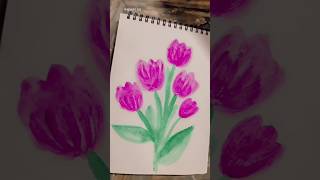 Easy Tulip🌷 painting 🎨youtubepartner easypainting easyflowerpainting tulip artqueen love arts [upl. by Imelida]