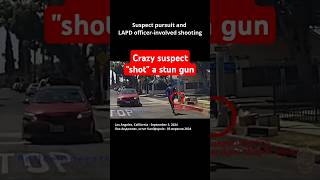 A crazed suspect quotshotquot a stun gun at LAPD Officers [upl. by Eenaej]