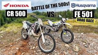 Honda CR500 Vs Husqvarna FE501  Battle of the 500s [upl. by Olegnad]