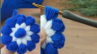 🥰Very Easy Two Color Crochet Flowers Motif Maiking🥰👍❤crochet crochetmotif [upl. by Teeter58]