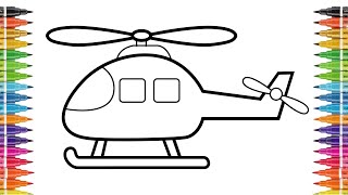 Helicopter Drawing Painting Coloring for Kids and Toddlers  How to draw HELICOPTER step by step [upl. by Reeta]