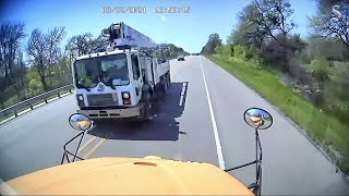 Texas school bus crash Footage shows truck hit Hays school district bus rollover after crash [upl. by Hubert]