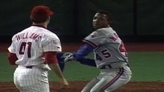 Pedro Martinez gets plunked and charges the mound [upl. by Dunham928]