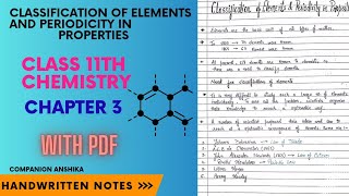 Classification of Elements amp Periodicity In Properties  Class 11th  Chemistry  Chapter 3  Notes [upl. by Anasus]