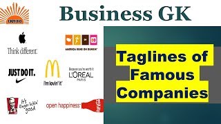 Top Taglines of famous companies  Business GK  Important Taglines of companies [upl. by Raskin]