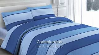 Copripiumino In 100 Cotone Disegno Fasciato Colore Blu [upl. by Hillary237]