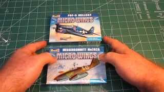 Revell Micro Wings F6F3 Hellcat  Messerschmidt ME262 Model Kits Open Box Review [upl. by Ahseela558]