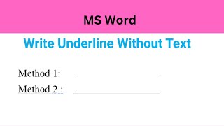 How to Put Underline in Microsoft Word Without Text Write Underline Without Text [upl. by Brick]