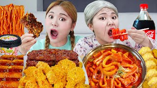 Mukbang Spicy tteokbokki Korean Fried BBURINKLE Chicken EATING SHOW by HIU 하이유 [upl. by Kathryne945]