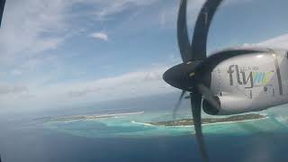 Beautiful take off and landing Maamigili Island to Male VP609 Flymee Villa Air ATR 72 [upl. by Asile813]