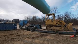 Side loading the Cat 955L track loader [upl. by Kunin249]