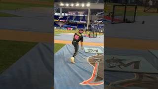 Should have worn cleats😑 longtoss miami marlins mlb throwing shorts fyp [upl. by Linson]