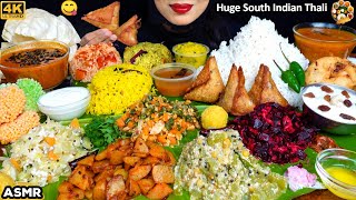 ASMR South Indian Thali RiceVadaSambarFried Veg DishTomato Rice ASMR Eating Food Challenge Video [upl. by Maidel]