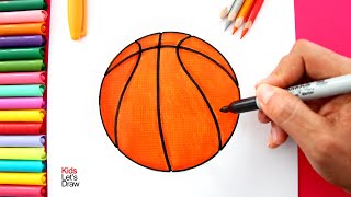 Cómo dibujar una PELOTA DE BASQUET Baloncesto Fácil [upl. by Hewe]