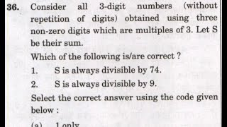 CSAT 2021 Solved Paper  Consider all 3digit numbers without repetition of digits obtained …… [upl. by Clerk108]